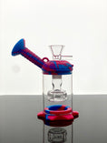 Load image into Gallery viewer, Blue and red silicone glass rig.