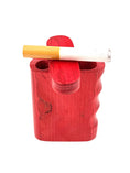Load image into Gallery viewer, Red wood dugout with a cigarette one-hitter on top.