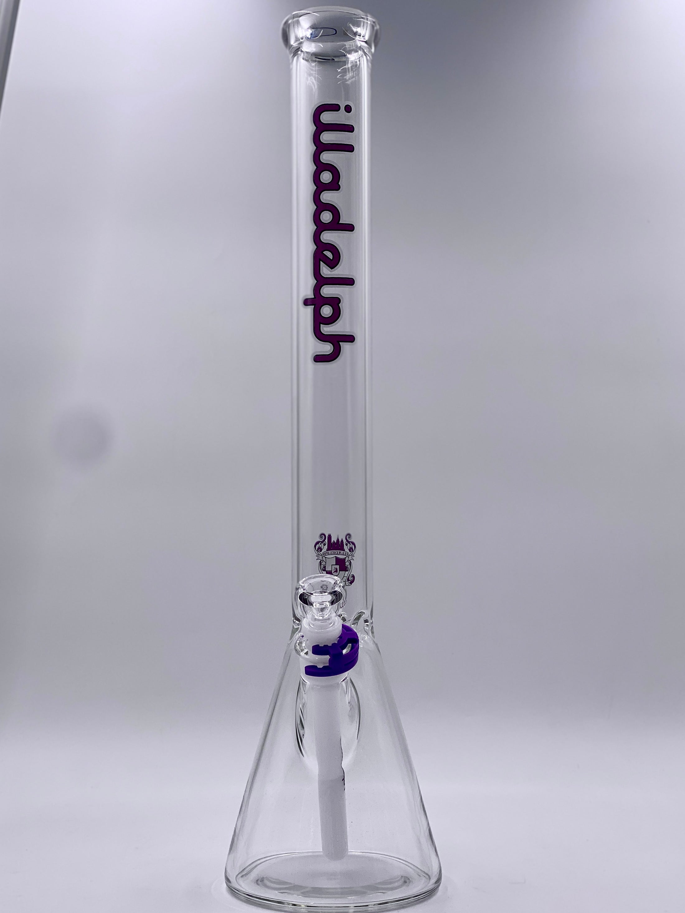 Illadelph - Tall Beaker - Purple Label / White Outline