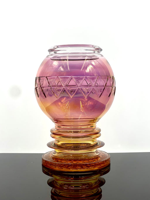 Huffy Orb Drinking Glass Fumed Carved